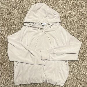 Athleta Women’s Medium, Seasoft Bubble Hem Hoodie in Abalone (cream).